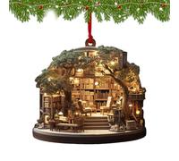 Generic Christmas Bookshop Ornament, Book Tree, Book Lover, Hanging, Acrylic & Paper, Christmas Occasion