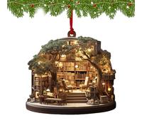 Generic Christmas Bookshop Ornament, Realistic Bookshop, Acrylic & Paper, Christmas Tree Decoration