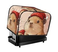 Generic Christmas Capybaras Print 2 Slice Toaster Cover, Dustproof Kitchen Machine Covers Fits Most Standard Toaster, Small Kitchen Appliance, Bread Maker Protector