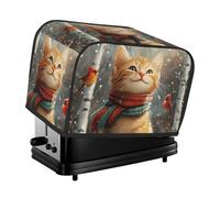 Generic Christmas Cat Print 2 Slice Toaster Cover, Dustproof Kitchen Machine Covers Fits Most Standard Toaster, Small Kitchen Appliance, Bread Maker Protector