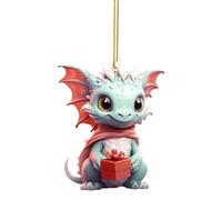 Generic Christmas Decorations Cute Flat Lightweight and Compact Acrylic Dragon Baby Pendants with Lanyard Party Decor Hanging Merry Xmas Ornaments Kids Xmas Gifts for Christmas Party Supplies
