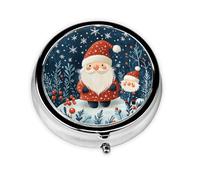 Generic Christmas Gnome Print Round Pill Box-3 Compartment Small Pill Case for Purse & Pocket Mini Metal Pill Holder Travel Pill Container