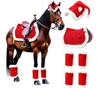Generic Christmas Horse Costume - Soft Warm Horse Leg Wraps Santa Hat Saddle Pad for Holiday Dressing