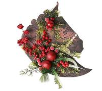 Generic Christmas Horse Head Wreath Pine Garland Red Berry Pinecones Berries Snowy Pine Garland Holder for Christmas Wedding (A, One Size)