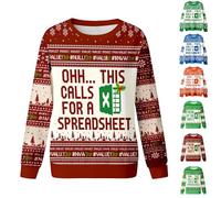Generic Christmas Jumper Women Men Excel Theme - Funny Office Meme Sweatshirt with Spreadsheet/Excel Error Hints Freak IN The Sheets Festive Christmas Outfit, A03 Red, L