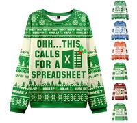 Generic Christmas Jumper Women Men Excel Theme - Funny Office Meme Sweatshirt with Spreadsheet/Excel Error Hints Freak IN The Sheets Festive Christmas Outfit Sweatshirt, A01 Green, M