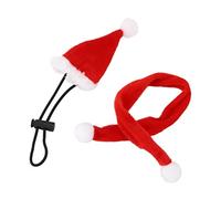 generic Christmas Lizard Hat & Scarf Costume Set for Bearded Dragons, Geckos & Small Pets - Adjustable Festive Reptile Decor with Elastic Band for Holiday Photos & Parties