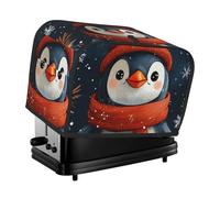 Generic Christmas Penguins Print 2 Slice Toaster Cover, Dustproof Kitchen Machine Covers Fits Most Standard Toaster, Small Kitchen Appliance, Bread Maker Protector