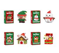Generic Christmas Santa Claus Reindeer Puzzle Assembling Bricks Animal Figures Building Blocks Set 3D Model Mini Bricks Figures for Kids