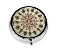 Generic Christmas Snowflake Print Round Pill Box-3 Compartment Small Pill Case for Purse & Pocket Mini Metal Pill Holder Travel Pill Container