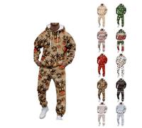 Generic Christmas Suit Jogging Suit Men's 2-Piece Hoodie and Jogging Pants Christmas Outfit Ugly Reindeer Tracksuit Set Funny Training Suit Christmas Hoodie Sports Suit Christmas, Dark Brown, XXL