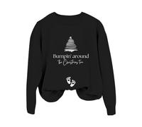Generic Christmas Sweater Women's Christmas Sweatshirts for Women Very Merry Pregnant Christmas Graphic Shirts Cute Christmas Sweaters for Moms, Black (black-B), L