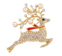 Generic Christmas Theme Brooch Lapel Jewelry Elegant Alloy Rhinestone Decoration Gift for Themed Parties Elk Design