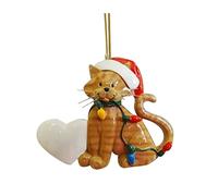 Generic Christmas Tree Cat Pendants, Acrylic Cartoon Cat Decorative Ornaments, 2D Fun Christmas Pendant Decoration Christmas Tree Decoration Christmas Decoration Gift (A)