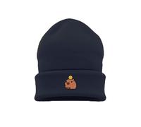 Generic Chubby Capybara Embroidered Cuffed Beanie | Soft and Warm | Whimsical | Cottagecore | Multiple Colors (UK, Alpha, One Size, Black)