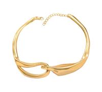 Generic Chunky Metal Buckle Collar Necklace for Women,Thick Geometric Metallic Unisex Abstract Choker Necklace Statement Fashion Chain Necklace Cool Punk Gold Plated/Silver Jewelry Gifts (Gold)