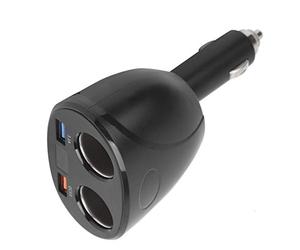 Generic Cigarette Lighter Socket Dual USB Port Fast for Cars, Trucks, SUVs - 120W Power Output, Black, Size 12.5x7.6x5.2cm