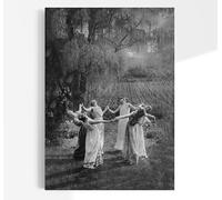 Generic Circle of Witches Black & White Portrait Print | Antique Dancing Witches Photo, Vintage Witchcraft, Gothic Decor, Spiritual Wall Art Poster Wicca Artwork