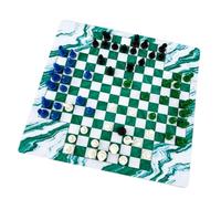 Generic Classic 4 Player Chess Set with 63mm PS Pieces for Family Gatherings and School Learning 45cm (Black Blue Green White)