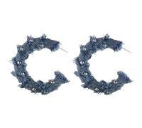 Generic Classic Denim Earrings, Women’S Round Studs With Silver Posts, Unique Vintage Jewelry