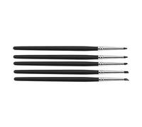 Generic Clay Pottery Silicone Moulding Pen Set for Art Projects and Sculpture, 5pcs Soft Head Craft Tools, Ideal for Clay Artists, Metal/Wood, Black/White, 5.9", Daubing and Shaping (Black Pen tip
