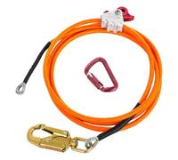 Generic Climbing Positioning Rope 1/2In X 10ft with Steel Wire Core | Triple Lock Carabiner Flipline Kit Adjustable Rope Fall Protection Arborist Mountaineering Outdoor Use