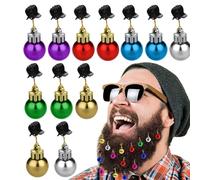 Generic Clip Beard Christmas Balls, Christmas Beard Ornaments 12 Pieces Christmas Facial Hair Balls Colorful Beard Balls Beard Clips for Party Christmas Holiday Decoration