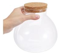 Generic Closed Terrarium round Glass Jar with Cork Lid, 15Cm X 16Cm Airtight Micro Landscape Planter Bottle for Moss Crafts and Home Decoration, Smooth Surface without Burrs
