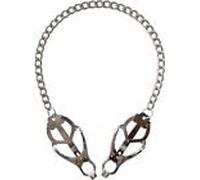 Generic Clover Nipple Clamps with Chain, Clip On Metal Finish Clamp Set for Nipples, Nipple Rings Decorative Clip for Clothing Accessories，Nipple Clamps with Choker Set for Women Sweater AP28, Black