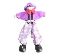 Generic Clown Pull String Puppet Wooden Marionette Vintage Handcraft Toy Funny Colorful Moving Arms Legs 25cm with Hanging String for Baby Kids Christmas Ornament Gift (purple)