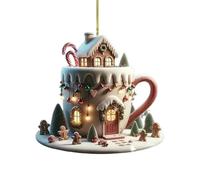 Generic Coffee Cup Igloo Acrylic Bag Pendant, Hot Chocolate Tea Cup Ornaments, Funny Gingerbread Man Christmas Tree Decor