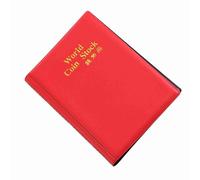 Generic Coin Collecting Folder with Large Capacity 10 Pages 120 Pockets for Collectors Easy to Carry Black Color (Red)