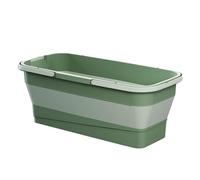 Generic Collapsible Bucket, Large Capacity Rectangle Mop Folding Bucket with Handle and Wheels, Multi-use Cleaning Bucket for Home, Camping, Gardening, etc., PP+Silicone, Green