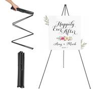 Generic Collapsible Easel Stand for Wedding Sign, Poster & Display Board - Portable Adjustable Tripod, Lightweight Metal Frame for Party, Ceremony & Exhibition, Black (Black)