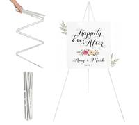 Generic Collapsible Easel Stand for Wedding Sign, Poster & Display Board - Portable Adjustable Tripod, Lightweight Metal Frame for Party, Ceremony & Exhibition (White)