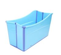 Generic Collapsible Toddler Bath Tub Large Size Convenient and Compact Foldable Design for Children Home Travel Safe Non Slip Plastic 47 X 97 X 57cm (Blue)