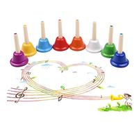 Generic Colorful 8 Note Metal Hand Bells Set Musical Instrument for Children's Patience and Cooperation