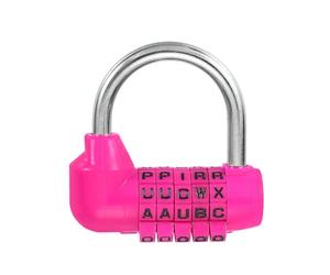 Generic Combination Padlock, 5 Digit Gym Locker Lock Alloy Steel Password Safety Padlock Keyless for Sports Locker Fence Toolbox Case Drawer, Pink