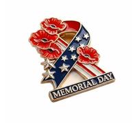Generic Commemorative Ribbon Pin Memorial Day Lapel Pin Brooch With Enamel Finish Alloy Material Respectful Remembrance Symbol Suitable for ceremonies school