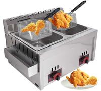 Generic Commercial Desktop Gas Fryer - Stainless Steel Deep Fryer For French Fries, Fish & More With Basket And Lid For Snack Bar & Restaurant Kitchen, Liquefied Petroleum Gas