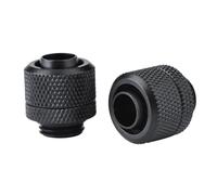 Generic Compact Brass Tube Connector with Hiding Silicone Ring for PC Water Cooling System - 2PCS Tube Fittings for Tech Enthusiasts (Black)