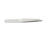 Generic Compact Double Ended Stainless Steel Eyebrow Tweezers with Comb for Makeup Artists (Silver)