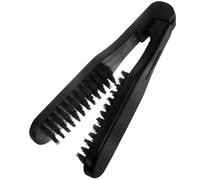 Generic Compact Stylish and Elegant Design Double Sided Clamp Hair Straightener Brush with Wooden Handle and Boar Bristle for Reduces Static for Straight Hair Styling Women,