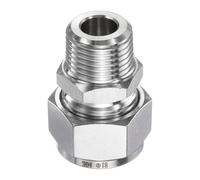 Generic Compression Fitting 18mm Tube OD x 1/2" NPT Male Thread Stainless Steel Straight Coupler Adapter Compression Tube Pipe Fitting Connector for Oil Gas Water