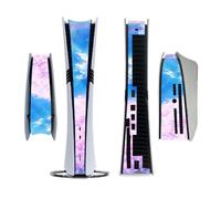 Generic Console Decal For PS5 Pro, Center Skin Cover Sticker, Side Protective Film, Host Middle Strip Sticker, Light Blue PVC
