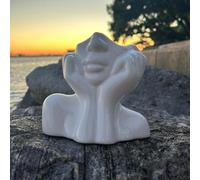 Generic Contemplative Grace Ceramic Vase for Home Décor. White, Round, Solid, Glossy Finish. Flower Vase, Centre Piece, 12.5 x 14.0 x 9.0 cm
