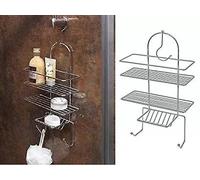Generic Contemporary Silver Shower Caddy 3 Tier Chrome Bathroom Shower Caddy Hanging Hook Organiser Rack Tidy Basket