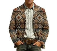 Generic Corduroy Blazer Mens Long Sleeve Vintage Suit Jacket Western Mens Jacket Hippie Costume Cowboy Double-Breasted Casual Jacket Lapel Outdoor Jacket Vintage Casual Blazer Comfortable Blazer