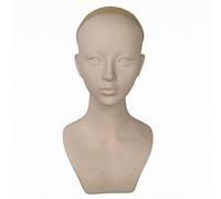 Generic Cosplay Practice Head Molded Mannequin Bust Hairpiece Display Stand PVC Surface Simple Shoulder Design Stable Form Suitable for Makeup Hair Arrangement Salon Presentation