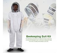Generic Cotton Beekeeping Suit Kit with Zipper and 3 Pockets for Beekeeper Protective Gear, Breathable Beekeeping Jumpsuit with Gloves for Men Women (L)